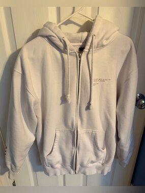 Arcane Jinx White Zip Up Hoodie, Riot Games Mens’s Size Large